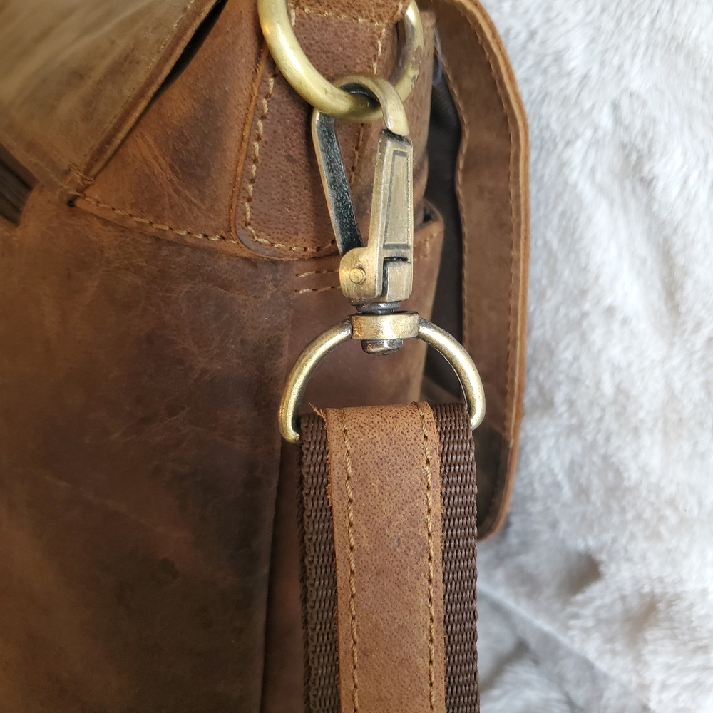 Brown Leather Messenger Bag - Picture 5 of 12
